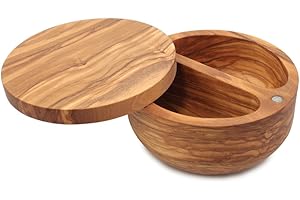 Swissmar Palermo Dual Bin Salt Keeper with Magnetic Lid, Olive Wood