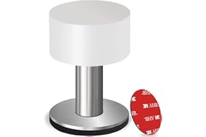 BLKEER Door Stoppers with Extra Stickers, Self-Adhesive Door Stop with White Rubber & Stainless Steel Body - Sound Dampening Door Stops for Home & Office, Door Stoppers for Skirtings (Extended-2.56inch)