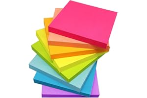 Wowivy (8 Pack) Sticky Notes 3x3 in, Bright Colors, Sticky Pads, Recyclable, Self-Stick Pads, Easy to Post for Home, Office, Notebook, 82 Sheets/pad, 656 Sheets Total
