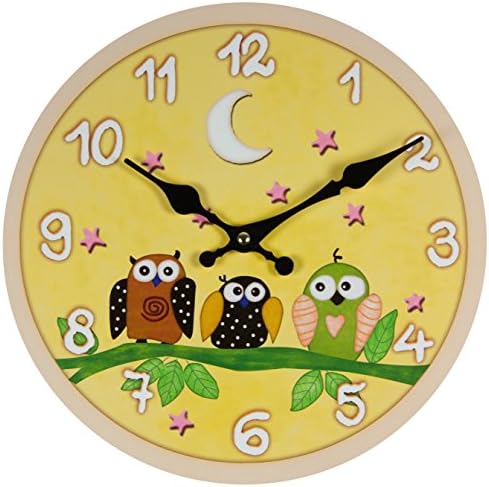 perla pd design Wall Clock Children's watch Vintage Design Owl approx. &Oslash; 28 cm