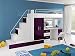 Produktbild Furnistad Kinderzimmer Komplett Sun | Kinder Hochbett mit Treppe, Schreibtisch, Schrank und Gästebett (Option links, Weiß + Violett)