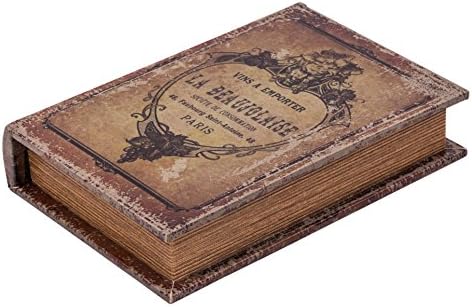 'Beaujo Book Box Buch Antique LAISE PU Soft Leather Pull Flip Tab Case Cover Treasure Chest Gift Box 15x10x6 cm
