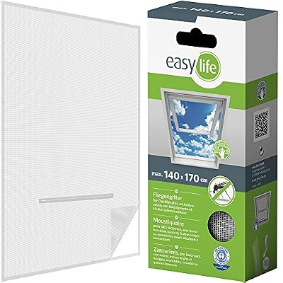Easy Life Moustiquaire pour lucarne avec bande scratch Dimensions ajustables 140 x 170 cm blanc