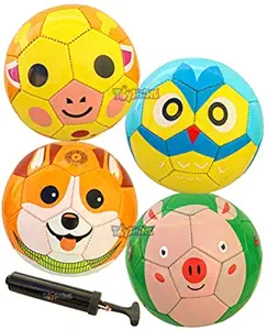 Toyshine Edu-Sports 4 In 1 Kids Football Soccer Educational Toy Ball, Size 1, 2-5 Years Kids Toy Gift Sports - Giraffe, Dog, Pig, Owl,Multicolor