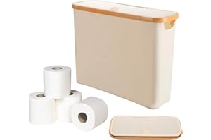 Les-Theresa 17.13x5.71x13.78in Bamboo Toilet Paper Roll Basket Holder up to 12 Mega Rolls (Beige)