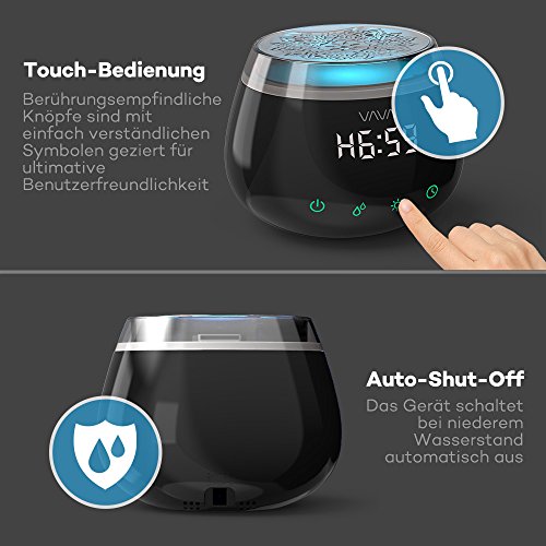 Aroma Diffuser VAVA LED-Display Duftzerstäuber 270ml Aromatherapie Diffusor mit 8 Zeiteinstellungen Zwei Nebeleinstellungen, 7 Lichtfarben - 5