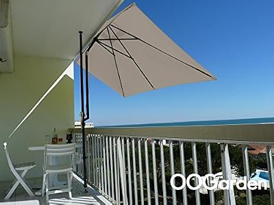 couleurs du monde Parasol balcon Léo taupe rectangulaire, L.300 x l.150 cm
