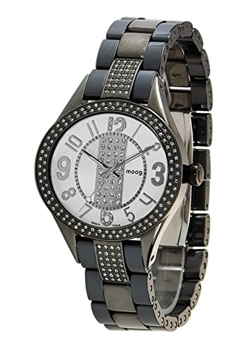 Moog Paris – Exquisite – Damen Armbanduhr – weiß Ziffernblatt – Armband schwarz aus Stahl und Keramik – – in Frankreich hergestellt – M44944-107