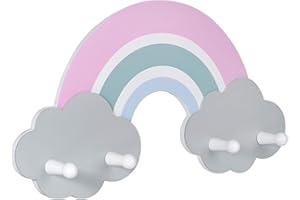 KINDSGUT appendiabito da parete in legno per bambini, Appendiabiti per bambini, 4 appendini, per giacche e zaini, multicolore, Amelie