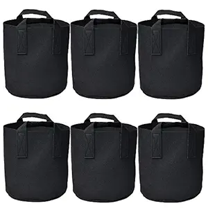 Garden Plant bags / 6-Packs 5 Gallon Grow Bags /Aeration Fabric Pots /Handles (Black)