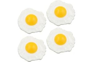Ericetion 4 Unids/Set Simulación De Huevo Frito Modelo De Comida Huevos Fritos Artificiales Juguete Novedad Broma De Cocina Huevos Falsos Suministros De Accesorios De Fotografía