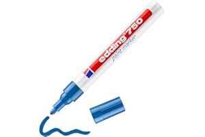 edding 750 Paint Marker - Blue - 1 Pen - Round Tip 2-4 mm - Paint Marker for Marking and Labelling Metal, Glass, Rocks or Plastic - Heat-Resistant, Permanent, Smudge-Proof and Waterproof