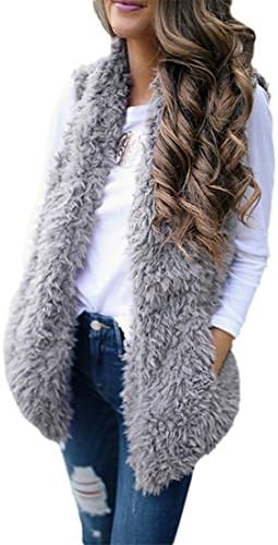Waistcoat For Women,Moonuy Girl Ladies Faux Fur Fashion Vest Casual Autumn Winter Sleeveless Warm Solid Elegant Gilet Jacket Outwear Cardigan Coat Overcoat Parka Sweatshirt Sweater Pockets (Gray, S)