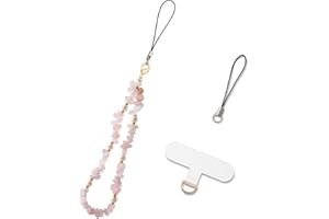MORSUNBELA Handykette Perlen Rosa Handyanhänger Kurz Handyschmuck Handyband Handgelenk Lanyard Universal Handy Kette