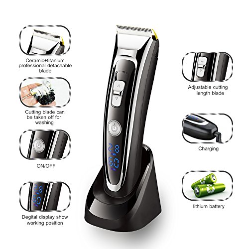 SURKER Haartrimmer Haarschneider Profi-Haarschneidemaschine mit LED-Display und kabelloser Betrieb Netzteil elegant set-Bestes Geschenk für Freund, Ehemann - 2