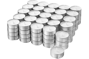 8 Hour (100 Pack) Long Burning Unscented Tea Light Candles, Long Lasting, Cotton Wicks Ideal for Weddings, Birthdays, Parties, Restaurants, Massage Parlors, Spa by AEROLUGG