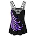 Produktbild MOIKA Damen Tank Tops, New Frauen Plus Größe Riemchen Tank Tops Ketten Verziert Bluse Ärmelloses Shirt (XL, U-Lila)