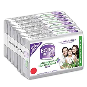 BoroPlus Antiseptic and Moisturising Bathing Soap with Aloe Vera, Neem and Tulsi | 99.9% Germ and Virus Protection | For Smooth, Soft & Nourished Skin, 125g (Pack of 6)