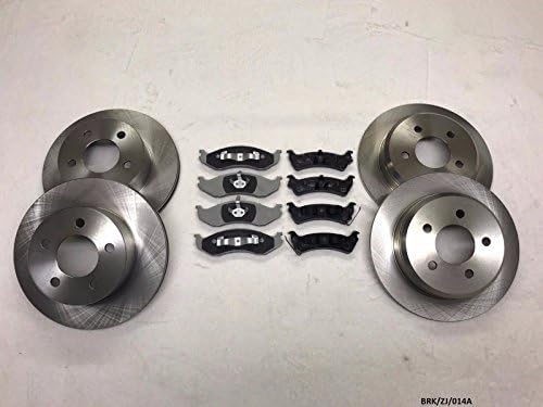 ALPHA BRAKES Front & Rear Brake Discs & Brake Pads Grand Cherokee ZJ 1993-1998
