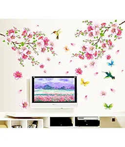 Decals Design Flowers Branch Wall Sticker (PVC Vinyl, 60 cm x 90 cm),Multicolor