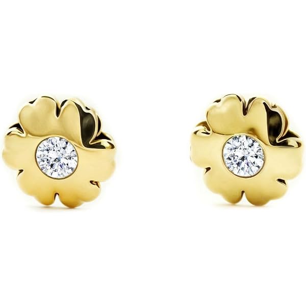 Orecchini Per Bambina/neonata Monde Petit T1729P | Oro Giallo 9 Kt (375), Forma Margherita A 7 Petali | Gioiello Delicato E Sicuro