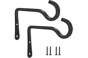 HH-LIFE 2 crochets muraux en métal noir - 21 x 10 cm - supports de panier suspendu, Pour distributeur de nourriture d'oiseaux, jardinières, lanternes, carillons à vent (avec vis)