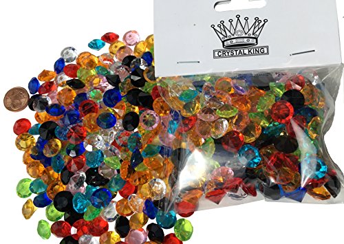400 Stück 11mm glitzernde bunte Deko Diamanten Brillianten Strasssteine Acrylsteine transparent klar kristall basteln Gltzersteine Schmucksteine Strass Steine zum Verzieren Dekorieren von CRYSTAL KING