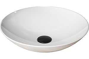 Aqua Bagno Waschbecken in weiß, Aufsatzwaschbecken aus Keramik, Badezimmer, rund & ohne Hahnloch, 40cm