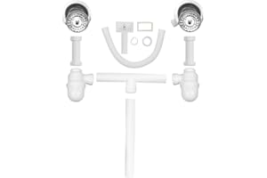 JASSFERRY Double 1.5 2 Bowl Stainless Steel Kitchen Sink Wastes Strainers White Pipes Kits Accessories with Square Overflow