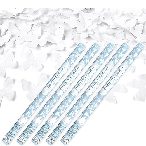 4x XXXL (80 cm) Schmetterlinge aus weißem Papier - Partykanone Partypopper Streamer