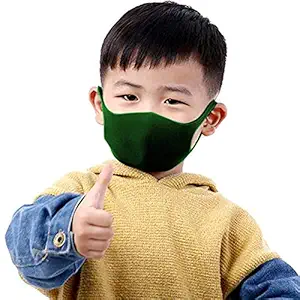 THE BLAZZE 2002 Kids Adjustable Anti-Dust Anti Pollution Reusable Washable Lycra Face Mouth Mask (Bottle Green)