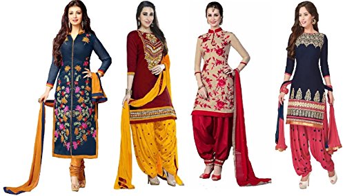 White World Women's Polly Cotton Unstitch Dress Material(ashia+lado+rose chikku+tsp1)