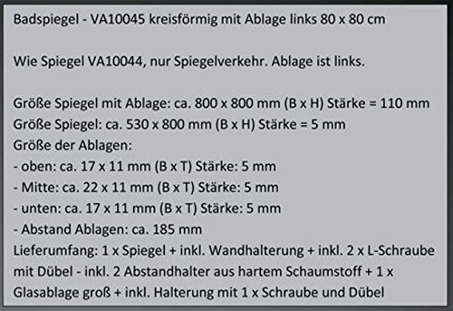 B-WARE – Badspiegel mit Ablagen 800 x 800 mm (VA10045) - 3