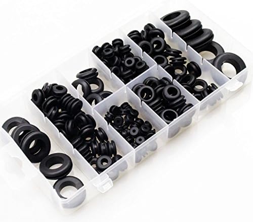Pingranso 8 Sizes Rubber Grommet Kit Ring Assortment Set Electrical Gasket Tools for Wire, Cable and Plug (180 Pcs)