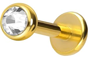 PIERCINGLINE Chirurgenstahl Labret Stecker KRISTALL Piercing Lippe Ohr Nase Farb & Größenauswahl