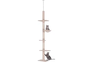 PawHut Floor to Ceiling Cat Tree for Indoor Cats 5-Tier Kitty Tower Beige