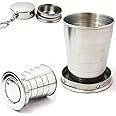 BRIGHTZONE Stainless Steel Folding Travel Mug Cup - Camping Water Glass/Collapsible Shot Glass/Expandable (150 ML)