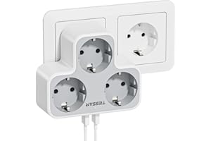 TESSAN Listwa Zasilająca z 3 Shucko i 2 USB Rozdzielacz Gniazdka, USB Podwojna Wtyczka, Gniazdka Sieciowe z USB Odpowiednia do Kuchni, Salonu i łazienki, Szary