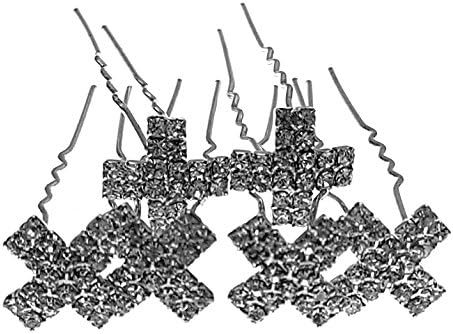 Piccoli Monelli Hair Pins with Rhinestone Bride Communion Cross Pack 7