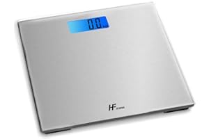 HomeFashion HFitness 28x28cm 180KG Digital Bathroom Scale Weighing Scales For Body Weight Backlit Display Weight Management Silver
