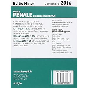 Codice penale e leggi complementari. Settembre 2016. Ediz. minore