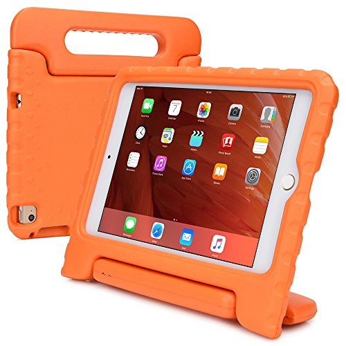 iPad Mini 4 hülle fur kinder, COOPER DYNAMO Beanspruchbare, strapazeirfähige, robuste, gepolsterte Hartschalenhülle mit integriertem Griff, Standfunktion & durchsichtigem Displaysschutz (Orange)