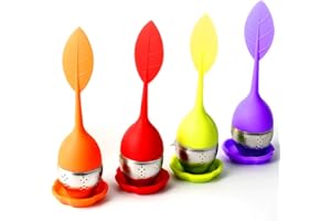 Gwolf infuseur thé 4 pièces boule a the infuseur, boule à thé, filtre à thé, filtres à thé, poignée en Silicone, égouttoir à Tamis en Acier Inoxydable Inclus, infuseur à thé pour Tisane