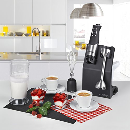 CONCEPT Hausgeräte TM4735 Stabmixer 800 W mit Zerkleinerer, Rührbesen, Mixbecher und abnehmbarem Edelstahlmixfuß, schwarz - 2
