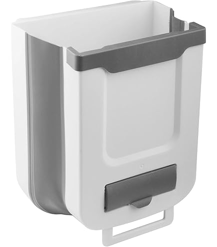 Poubelle De Porte Accrochable Homéa 7 L - Anthracite, Dimensions 28 X 18 X 23 Cm - Plastique Recyclable, Facile à Nettoyer