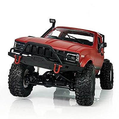 Mallalah Échelle Semi Camion 2,4G WPL C14 1/16 Voiture Télécommandée 4WD RC Jouet RTR Off Road Tout Terrain Enfant Remorque Jouet Militaire avec Châssis en Métal Camion (Rouge)