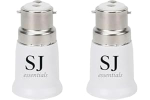 SJ ESSENTIALS B22 to E27 Socket Converter, E27 to B22 Lamp Holder Adapter, (Pack of 2) Light Bulb Converter for LED, Incandescent, CFL Bulbs, 100-250V Durable Lamp Base Adapter-2 Pack