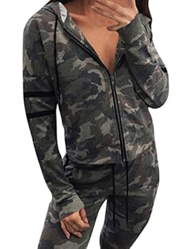 Janly® Camouflage Hoodies Trainingsanzug für Frau Lässige gestreifte Jacke mit Kapuze Tägliche Langarm Outwear...