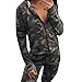 Produktbild Janly® Camouflage Hoodies Trainingsanzug für Frau Lässige gestreifte Jacke mit Kapuze Tägliche Langarm Outwear Tops (M, Tarnung)