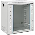 vidaXL 12U Wall Mounted Network Cabinet Server Rack - Cold-Rolled Steel, 53x40x60cm, Lockable Grey Data Cabinet